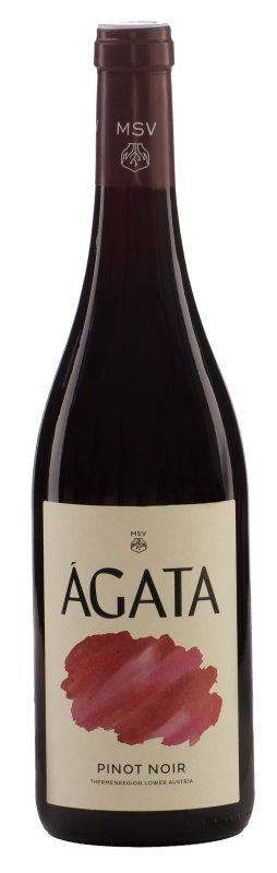 Botella de ÁGATA Pinot Noir, vino tinto de Thermenregion, Austria