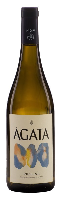 Botella de ÁGATA Riesling, vino blanco de Thermenregion, Austria