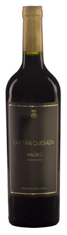 Botella de CAPITÁN QUESADA Gran Reserva, vino tinto de Mendoza, Argentina