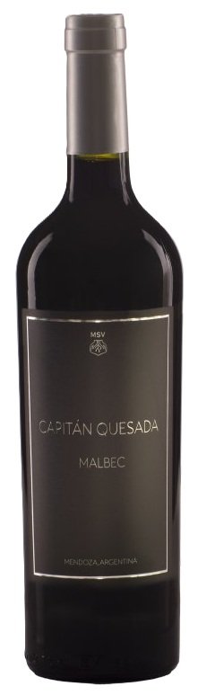 Botella de CAPITÁN QUESADA Malbec, vino tinto de Mendoza, Argentina
