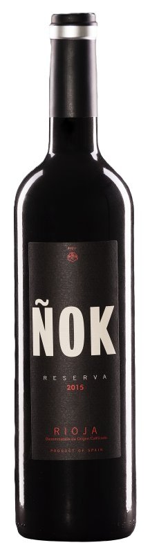 Botella de ÑOK Reserva, vino tinto de Rioja, España