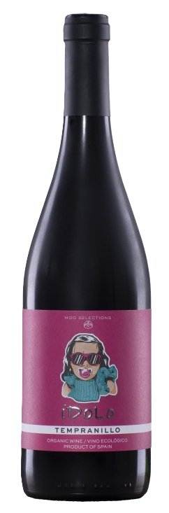 Botella de ÍDOLO Tempranillo, vino tinto de La Mancha, España