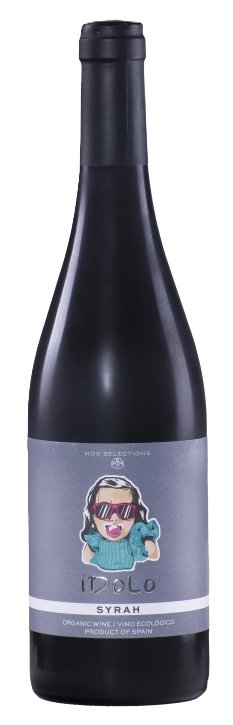 Botella de ÍDOLO Syrah, vino tinto de La Mancha, España