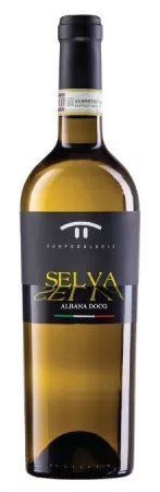 Botella de CAMPO DEL SOLE Selva Albana, vino blanco de Romagna Albana, Italia