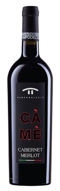 Botella de CAMPO DEL SOLE CA' ME' Cabernet Merlot, vino tinto de Forlì, Italia
