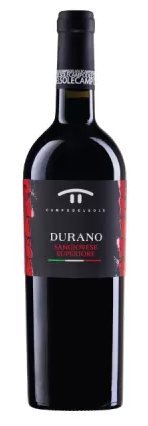 Botella de CAMPO DEL SOLE Durano Sangiovese, vino tinto de Romagna DOC Sangiovese Superiore, Italia