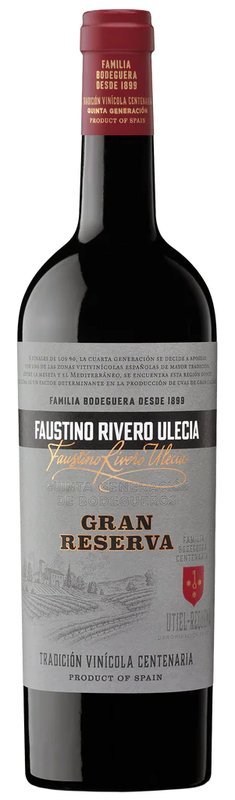 Botella de FAUSTINO RIVERO ULECÍA Gran Reserva, vino tinto de Utiel-Requena, España