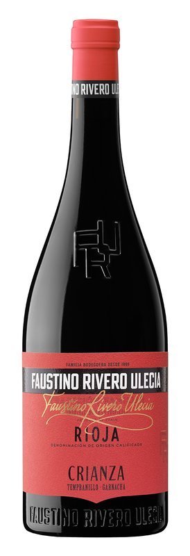 Botella de FAUSTINO RIVERO Rioja Crianza, vino tinto de Rioja, España