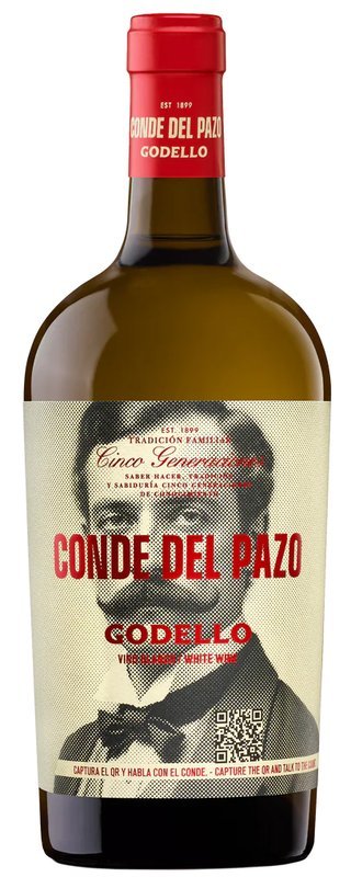 Botella de CONDE DEL PAZO Godello, vino blanco de Bierzo, España