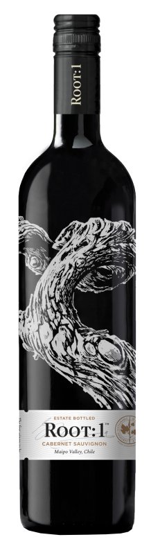 Botella de ROOT 1 Reserva Cabernet Sauvignon, vino tinto de D.O. Valle del Maipo, Chile