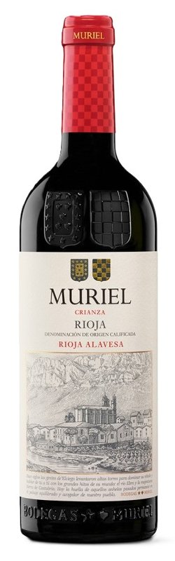 Botella de BODEGAS MURIEL Fincas de la Villa Crianza, vino tinto de Rioja, España